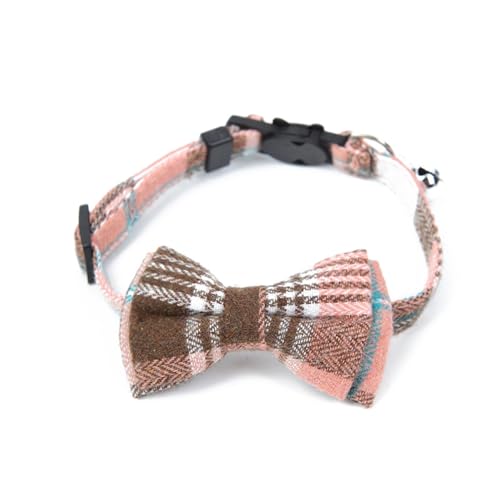 BOSSETY Halsband Hund 18–28 cm, Katzen Halsbänder, Haustier Halsband Mit Fliege und Glocke, Verstellbar, kariert, weich und langlebig, süßes Sicherheitshalsband (B) von BOSSETY