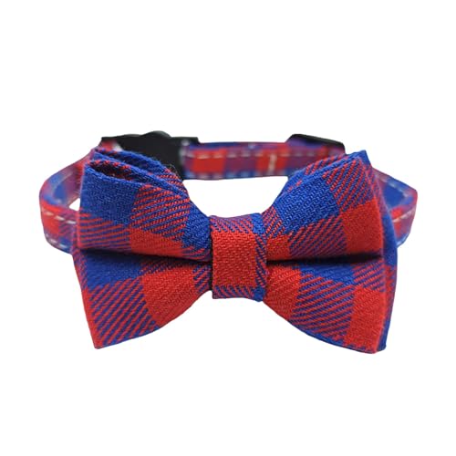 BOSSETY Halsband Hund 18–28 cm, Katzen Halsbänder, Haustier Halsband Mit Fliege und Glocke, Verstellbar, kariert, weich und langlebig, süßes Sicherheitshalsband (F) von BOSSETY