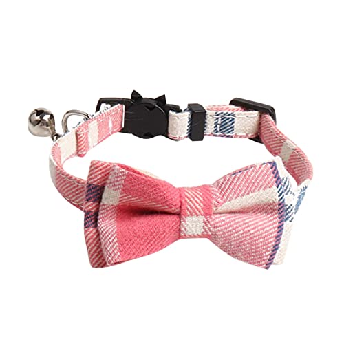 BOSSETY Halsband Hund 18–28 cm Verstellbar, Katzen Halsbänder, Haustier Halsband Mit Fliege und Glocke, Kariert, weich und langlebig, süßes Sicherheitshalsband, 8 Farben erhältlich (B) von BOSSETY