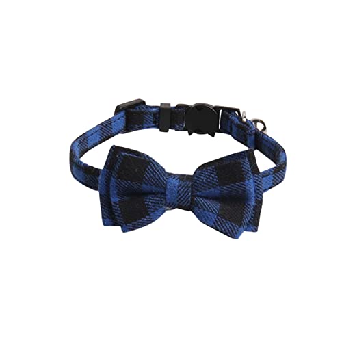 BOSSETY Halsband Hund 18–28 cm Verstellbar, Katzen Halsbänder, Haustier Halsband Mit Fliege und Glocke, Kariert, weich und langlebig, süßes Sicherheitshalsband, 8 Farben erhältlich (C) von BOSSETY