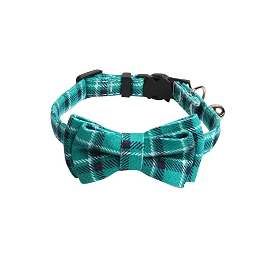 BOSSETY Halsband Hund 18–28 cm Verstellbar, Katzen Halsbänder, Haustier Halsband Mit Fliege und Glocke, Kariert, weich und langlebig, süßes Sicherheitshalsband, 8 Farben erhältlich (E) von BOSSETY
