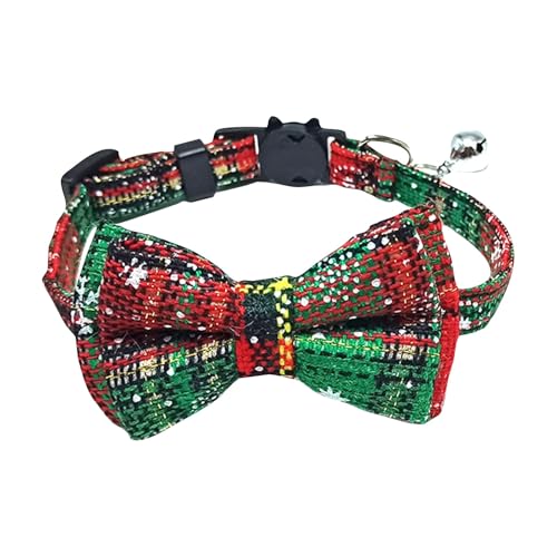 BOSSETY Halsband Hund 18–28 cm Verstellbar, Katzen Halsbänder, Haustier Halsband Mit Fliege und Glocke, weich und langlebig, süßes Sicherheitshalsband (A) von BOSSETY