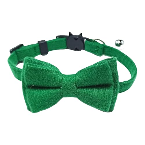 BOSSETY Halsband Hund 18–28 cm Verstellbar, Katzen Halsbänder, Haustier Halsband Mit Fliege und Glocke, weich und langlebig, süßes Sicherheitshalsband (D) von BOSSETY