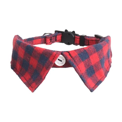 BOSSETY Halsband Hund 28 cm, Katzen Halsbänder, Haustier Halsband Mit Fliege und Glocke, kariert, weich und langlebig, süßes Sicherheitshalsband (B) von BOSSETY