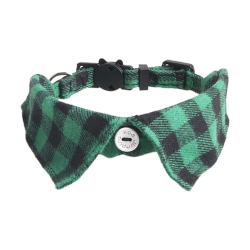 BOSSETY Halsband Hund 28 cm, Katzen Halsbänder, Haustier Halsband Mit Fliege und Glocke, kariert, weich und langlebig, süßes Sicherheitshalsband (C) von BOSSETY