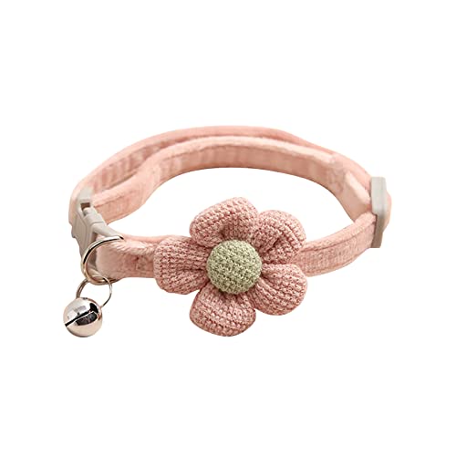 BOSSETY Halsband Hund 8.6–11.4 in, Katzen Halsbänder, Hundehalsband mit Blume und Glöckchen, Verstellbar, kariert, weich und langlebig, süßes Sicherheitshalsband (Rosa) von BOSSETY