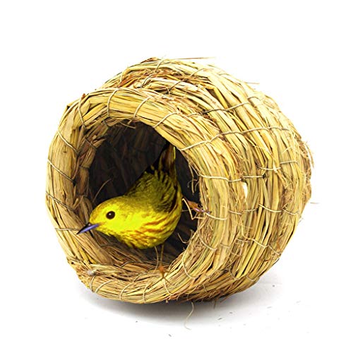 BOSUGE Vogelkäfige, Vogelnest, handgefertigt, Stroh, Haustierkäfige, Nutztiere, kleines Vogelhaus, Pfingstrose, Papagei, Zuchtgras, Kürbisnest (Size : Medium) (Size : S) von BOSUGE