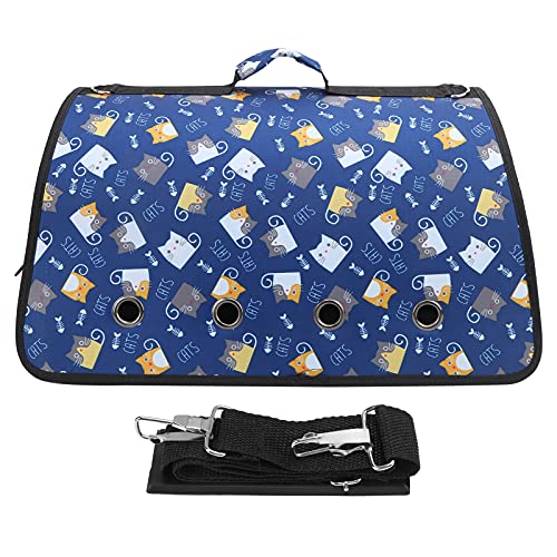 Haustiertragetasche, Faltbare Haustiertasche mit grafischem Design für Welpen zum Camping(M, Dark Blue Kitten) von BOTEGRA