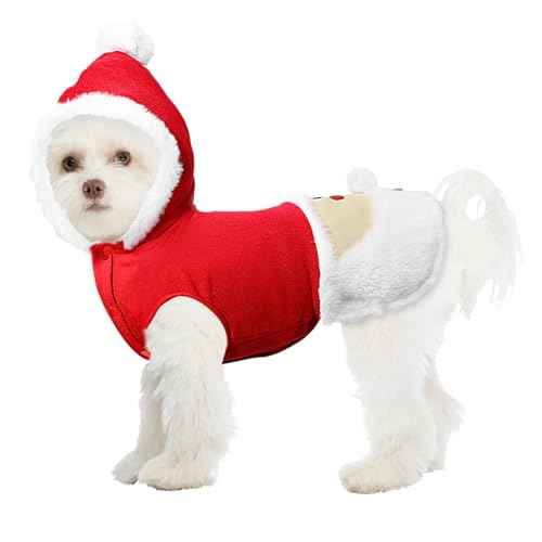 Hund Weihnachtsmann Kostüm Weihnachten Outfit: Lustiges Cosplay Hund Hoodie Kostüme Urlaub Thema Hundekleidung Winter Warm Welpe Outfit Haustiere Party Xmas Hundebekleidung (Rot, XS) von BOTEWO