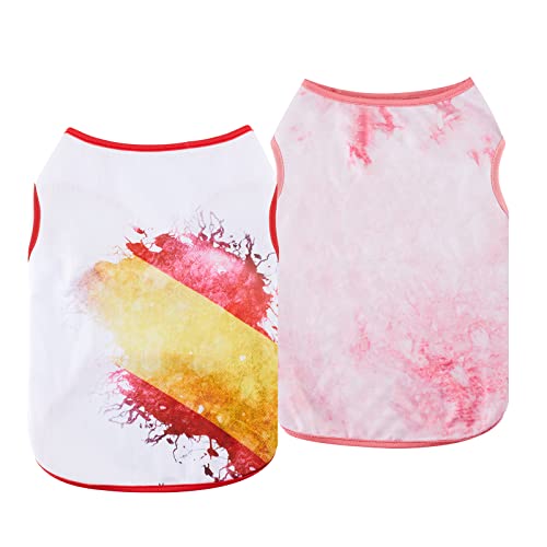 Hunde-Shirts für kleine Hunde – Welpenweste T-Shirt ärmellos Kostüme weich und atmungsaktiv Hundehemd 2er-Pack (X-Small, Rosa + Weiß) von BOTEWO