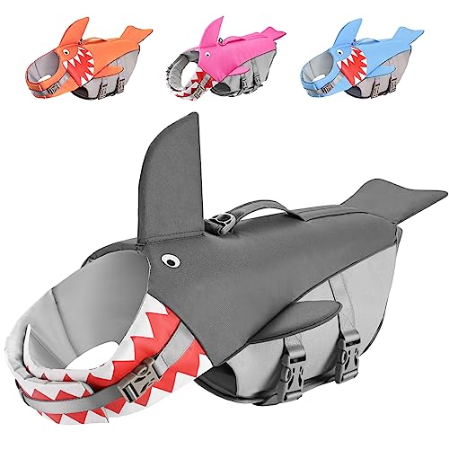 Schwimmweste Hunde Hai zum Schwimmen, Bootfahren, hundeschwimmweste mit Griff und Reflektierend für Kleine Mittlere und Große Hunde Schwimmweste Hunde Hai zum Schwimmen, Bootfahren, hundeschwimmweste mit Griff und Reflektierend für Kleine Mittlere und Große Hunde von BOTEWO