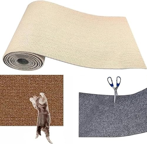 Katzenkratzmatte zur Wandmontage, Selbstklebende Katzenkratzmatte for Schutz von Teppichen, Sofamöbeln (Color : Beige, Size : 60 * 100cm) von BOTIZR