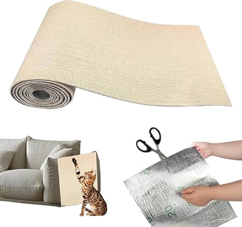 Kletternder Katzenkratzer-Kleber, DIY-Katzenkratzbaum, Selbstklebende Katzenwand-Kratzmatte, schneidbare Selbstklebende Matte, Turmersatz, for Kratzbaum (Color : Beige, Size : 30 * 100cm) von BOTIZR