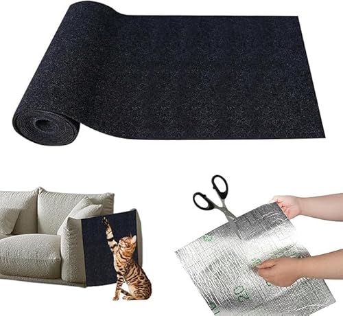 Zuschneidbare Selbstklebende Matte, kletternder Katzenkratzer, Selbstklebende Katzenkratzmatte, Katzenkratzmatte, DIY-Katzenwandmatte (Color : Black, Size : 60 * 100cm) von BOTIZR