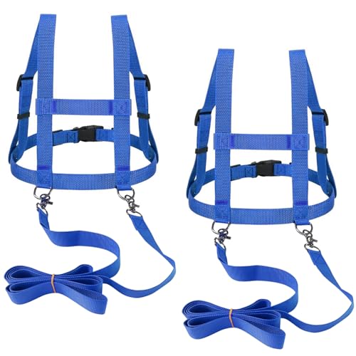 Pferdeleine zum Spielen für Kinder 2 Stück Lila, Pferdegeschirr für Kinder zum Spielen für Jungen und Mädchen, Multifunktional Größenverstellbare Pferdeleine Kinder, Skifahren Pferdeleine Kinder(Blau) von BOUFEIDA