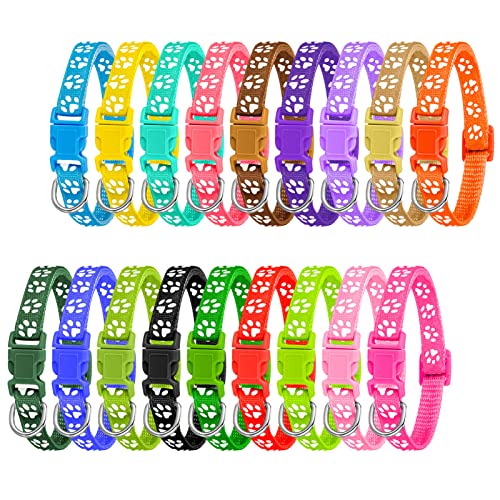 BOUMUSOE Welpenhalsbänder für Streu, verstellbar, weiches Nylon, Welpenhalsband, mit Sicherheitsschnalle, Schnellverschluss, für kleine, mittelgroße Hunde (17–26 cm), 18 Stück von BOUMUSOE