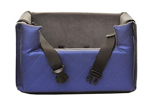 Exclusive Hunde Autositz | Autositz für Hunde, Katzen, Haustier | Rückbank, Beifahrersitz | Hundebett, Hundetasche | Kunstleder | Farbe: Metallic Blau | Große: M (47x40 cm) von BOUTIQUE ZOO