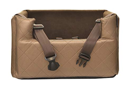 BOUTIQUE ZOO Exclusive Hunde Autositz | Autositz für Hunde, Katzen, Haustier | Rückbank, Beifahrersitz | Hundebett, Hundetasche | Kunstleder | Farbe: Metallic Braun | Große: M (47x40 cm) von BOUTIQUE ZOO