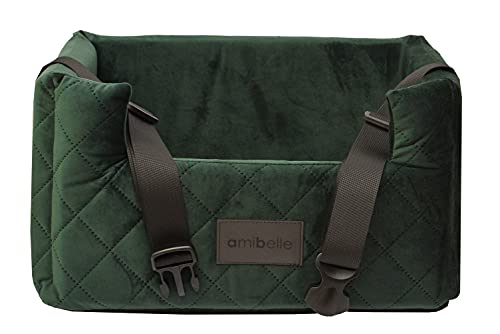 BOUTIQUE ZOO Exclusive Hunde Autositz | Autositz für Hunde, Katzen, Haustier | Rückbank, Beifahrersitz | Hundebett, Hundetasche | Wildlederimitat, Velvet | Farbe: Grün | Große: L (57x50 cm) von BOUTIQUE ZOO