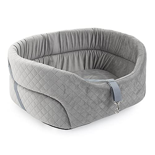 BOUTIQUE ZOO Hunde Autositz Universal Waschbar Abriebfest, Autositz Hund für Vordersitz, Beifahrersitz, Rückbank, Hundebett Hundetasche, L: 56 cm x 48 cm, Grau - Wildlederimitat - Velvet von BOUTIQUE ZOO