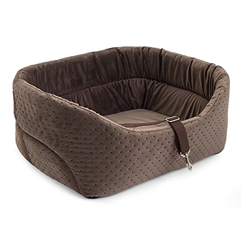 BOUTIQUE ZOO Hunde Autositz Universal Waschbar Abriebfest, Autositz Hund für Vordersitz, Beifahrersitz, Rückbank, Hundebett Hundetasche, M: 51 cm x 40 cm, Braun - Wildlederimitat von BOUTIQUE ZOO