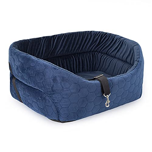 BOUTIQUE ZOO Hunde Autositz Universal Waschbar Abriebfest, Autositz Hund für Vordersitz, Beifahrersitz, Rückbank, Hundebett Hundetasche, M: 56 cm x 48 cm, Blau - Wildlederimitat - Velvet von BOUTIQUE ZOO