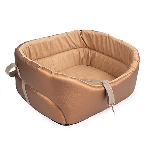 BOUTIQUE ZOO Hunde Autositz Universal Waschbar Abriebfest, Autositz Hund für Vordersitz, Beifahrersitz, Rückbank, Hundebett Hundetasche, S: 39 cm x 32 cm, Gold - Metallic von BOUTIQUE ZOO