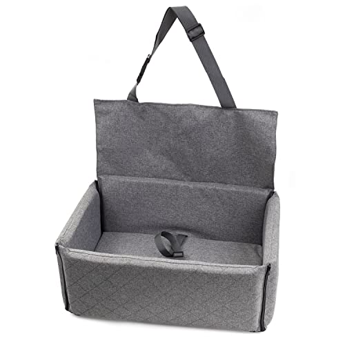 BOUTIQUE ZOO Hunde Autositz mit Sitzbezug | Autositz für Große und Riesen Hunde | Rückbank, Beifahrersitz | Hundebett, Hundetasche | Polyester (Leinenimitat) | Farbe: Grau | Große: XL (80x60 cm) von BOUTIQUE ZOO