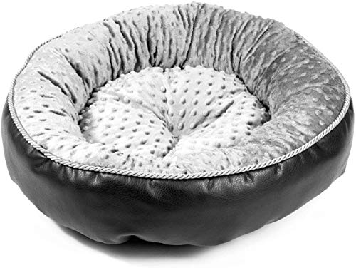 BOUTIQUE ZOO Hundebett Kunstleder Katzenbett Donut Rund Flauschig Plüsch mit Rand - Schwarz/Grau - XXL BOUTIQUE ZOO Hundebett Kunstleder Katzenbett Donut Rund Flauschig Plüsch mit Rand - Schwarz/Grau - XXL von BOUTIQUE ZOO