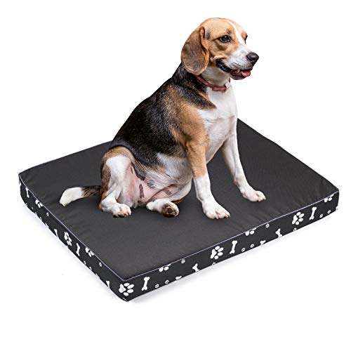 BOUTIQUE ZOO Hundematratze für Hunde | M: 88 x 65 x 6 cm | Hundesofa Hundekissen Hundematte für groß und klein | Codurastoff | Elegant | Waschbar | Farbe: Schwarz mit Muster von BOUTIQUE ZOO
