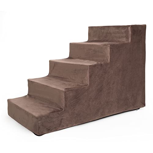 BOUTIQUE ZOO Hundetreppe 50 cm hoch | Katzentreppe Haustiertreppe | 5 Stufen | Hunde Katzen Haustier | für Bett und Auto | Trepp für kleine Hund | Samtstoff | Farbe: Velvet: Braun BOUTIQUE ZOO Hundetreppe 50 cm hoch | Katzentreppe Haustiertreppe | 5 Stufen | Hunde Katzen Haustier | für Bett und Auto | Trepp für kleine Hund | Samtstoff | Farbe: Velvet: Braun von BOUTIQUE ZOO