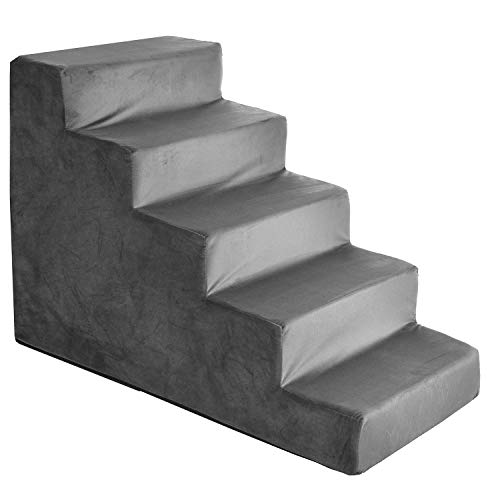 Hundetreppe 50 cm hoch | Katzentreppe Haustiertreppe | 5 Stufen | Hunde Katzen Haustier | für Bett und Auto | Trepp für kleine Hund | Samtstoff | Farbe: Velvet: Grau Hundetreppe 50 cm hoch | Katzentreppe Haustiertreppe | 5 Stufen | Hunde Katzen Haustier | für Bett und Auto | Trepp für kleine Hund | Samtstoff | Farbe: Velvet: Grau von BOUTIQUE ZOO