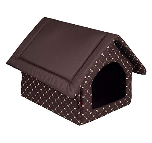 Elegant Hundehöhle, Hundehütte | Größe M: 33 x 40 x 33 cm | Farbe: Braun - Muster: Pfoten | Hundehaus für kleine und mittlere Hunde | Katzenhaus, Katzenhöhle Elegant Hundehöhle, Hundehütte | Größe M: 33 x 40 x 33 cm | Farbe: Braun - Muster: Pfoten | Hundehaus für kleine und mittlere Hunde | Katzenhaus, Katzenhöhle von BOUTIQUE ZOO
