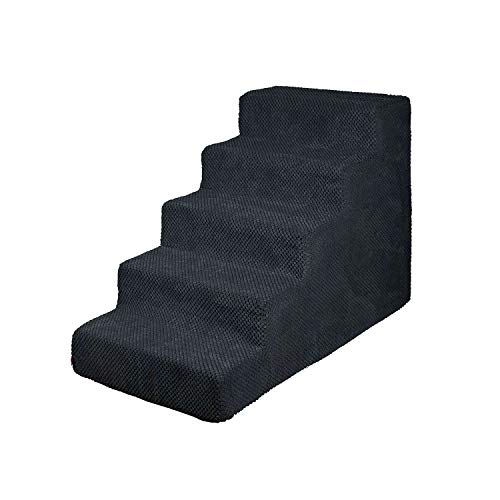 Hundetreppe 50 cm hoch | Katzentreppe Haustiertreppe | 5 Stufen | Hunde Katzen Haustier | für Bett und Auto | Trepp für kleine Hund | Plüschbezug | Farbe: Schwarz Hundetreppe 50 cm hoch | Katzentreppe Haustiertreppe | 5 Stufen | Hunde Katzen Haustier | für Bett und Auto | Trepp für kleine Hund | Plüschbezug | Farbe: Schwarz von BOUTIQUE ZOO