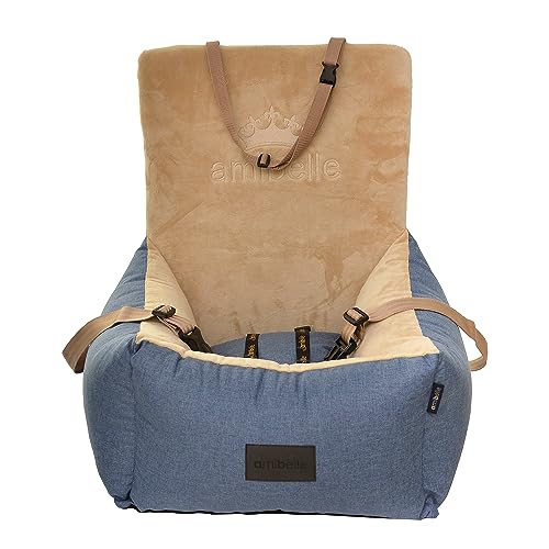 Luxuriös Hunde Auto Sitz | Autositz für Hunde, Rückbank, Vordersitz | Universal Waschbar Hundeautositz für Hunde und Katzen | Farbe: Blau | Polyester | Große: 55 x 55 cm von BOUTIQUE ZOO