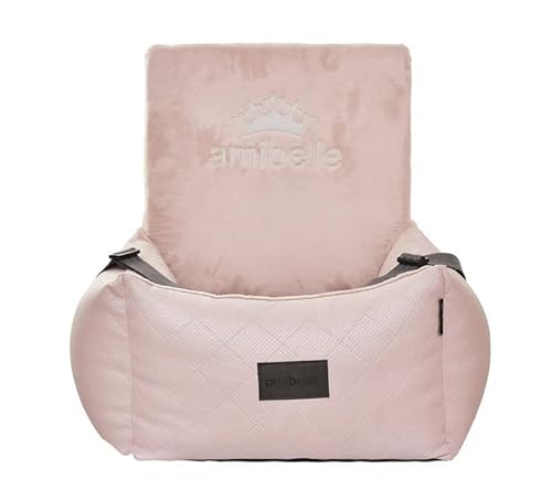 Luxuriös Hunde Auto Sitz | Autositz für Hunde, Rückbank, Vordersitz | Universal Waschbar Hundeautositz für Hunde und Katzen | Farbe: Rosa | Kunstleder, Flauschig Plüsch | Große: 55 x 55 cm von BOUTIQUE ZOO