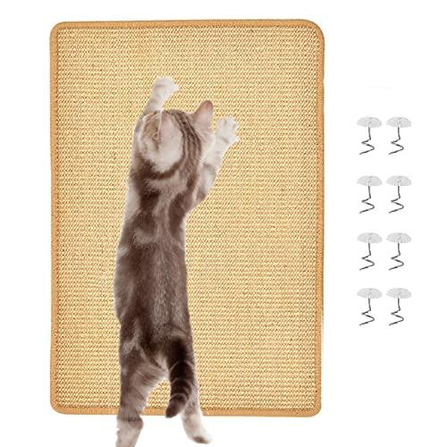 Katzenkratzmatte Sisal,Kratzmatte für Katzen,Langlebige Rutschhemmende Sisal-Matte,Geeignet für Fußbodenheizung, Schützt Teppiche und Sofas(60 x 40 cm) von BOW CALICO