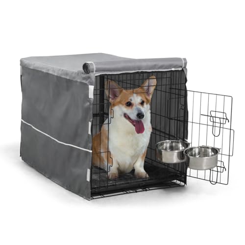 BOWHAUS 76,2 cm Einzeltür-Hundekäfig-Set enthält Kistenabdeckung, Hundebett & 2 Näpfe und Napfregale, Indoor-Hundekäfig-Bundle-Set, faltbare Hundehütte aus Drahtmetall mit Pfanne für kleine, BOWHAUS 76,2 cm Einzeltür-Hundekäfig-Set enthält Kistenabdeckung, Hundebett & 2 Näpfe und Napfregale, Indoor-Hundekäfig-Bundle-Set, faltbare Hundehütte aus Drahtmetall mit Pfanne für kleine, von BOWHAUS