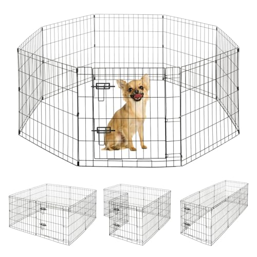 BOWHAUS Faltbarer Laufstall für drinnen und draußen, mit Tor, erhältlich in 61 cm Höhe, Metall, tragbarer Zwinger, robuster Übungszaunkäfig, 8 Paneele, für kleine Hunde, Tiere BOWHAUS Faltbarer Laufstall für drinnen und draußen, mit Tor, erhältlich in 61 cm Höhe, Metall, tragbarer Zwinger, robuster Übungszaunkäfig, 8 Paneele, für kleine Hunde, Tiere von BOWHAUS