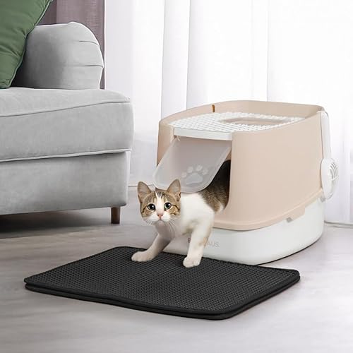 BOWHAUS Vollständig geschlossene Katzentoilette mit Deckel, Schaufel, Katzenmatte und Geruchsmappe, große Kunststoff-Katzentoilette mit Doppeltür, Spritzschutz mit abschließbarer Vordertür, Beige BOWHAUS Vollständig geschlossene Katzentoilette mit Deckel, Schaufel, Katzenmatte und Geruchsmappe, große Kunststoff-Katzentoilette mit Doppeltür, Spritzschutz mit abschließbarer Vordertür, Beige von BOWHAUS