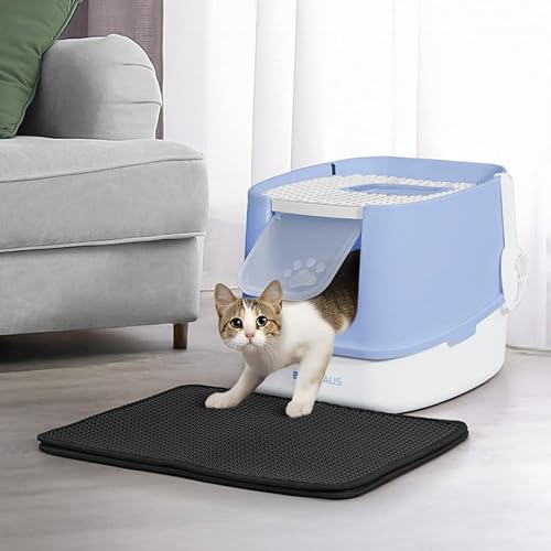 BOWHAUS Vollständig geschlossene Katzentoilette mit Deckel, Schaufel, Katzenmatte und Geruchsmappe, große Kunststoff-Katzentoilette mit Doppeltür, spritzwassergeschützte Katzentoilette mit BOWHAUS Vollständig geschlossene Katzentoilette mit Deckel, Schaufel, Katzenmatte und Geruchsmappe, große Kunststoff-Katzentoilette mit Doppeltür, spritzwassergeschützte Katzentoilette mit von BOWHAUS
