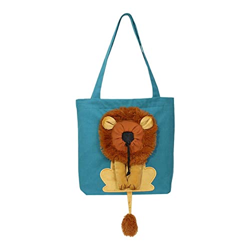 BOWTONG Cozy Comfort Haustier-Tragetasche, niedliches Löwen-Design, tragbar, atmungsaktiv, Tragetasche, kleine Hunde-Handtasche mit Sicherheitsreißverschlüssen für kleine Hunde und Katzen, von BOWTONG
