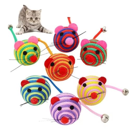 BOWTONG Mäuse-Spielzeug, quietschendes Mausspielzeug mit Glocke, realistisch, niedlich, gefüllt, Katzenminze, interaktives Spielzeug für gelangweilte Innenräume, 5 Stück von BOWTONG