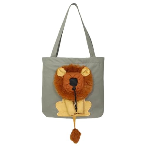 Haustier-Umhängetasche aus Segeltuch, niedliche Löwen-Form, für kleine Hunde, tragbare Haustier-Tragetasche, für kleine Haustiere und Tasche von BOWTONG