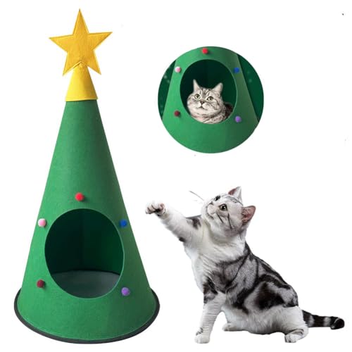 Haustier Weihnachtsbaum Katzenbetten Haus, Katzenzelt Haus Selbstwärmend, Niedliche Haustierhöhle Betten, Abnehmbar Bequem Dreieck Haustier Winter Schlafsack für Kleintiere Haustier Weihnachtsbaum Katzenbetten Haus, Katzenzelt Haus Selbstwärmend, Niedliche Haustierhöhle Betten, Abnehmbar Bequem Dreieck Haustier Winter Schlafsack für Kleintiere von BOWTONG