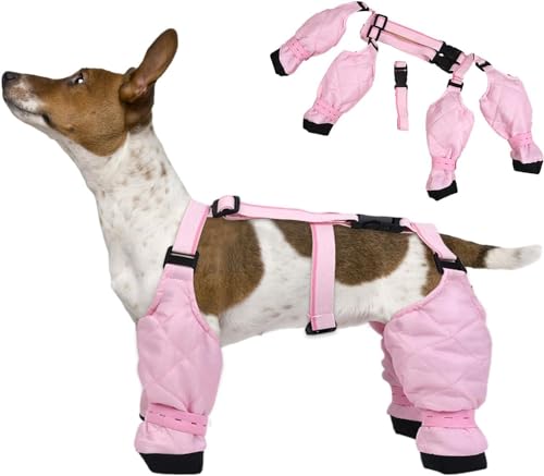 Hundepfoten-Leggings, Strapsstiefel für Hunde, schützende Allwetter-Hundehose, Hundegurt, mit verstellbaren Schuhen, die Regen anpassen von BOWTONG