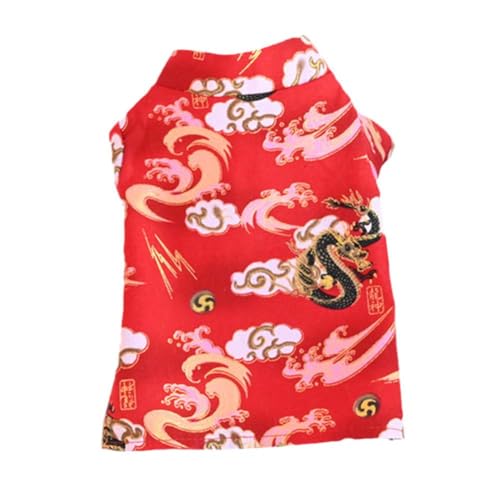 Tang Suit Haustier-Shirt, Neujahrs-Hundekostüm, warm, Cheongsam-Winterkleidung, Mantel für Katzen, kleine Weste, Tang-Dynastie von BOWTONG