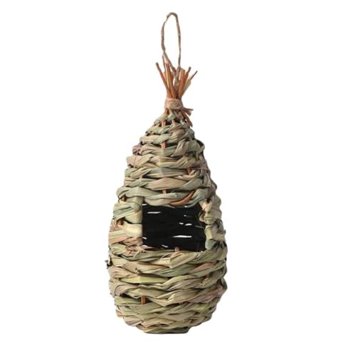 Vogelhaus zum Aufhängen im Freien, Gras, handgewebt, Vogelnest, hängende Kolibri-Form, natürliches Nest für draußen, Kugel von BOWTONG