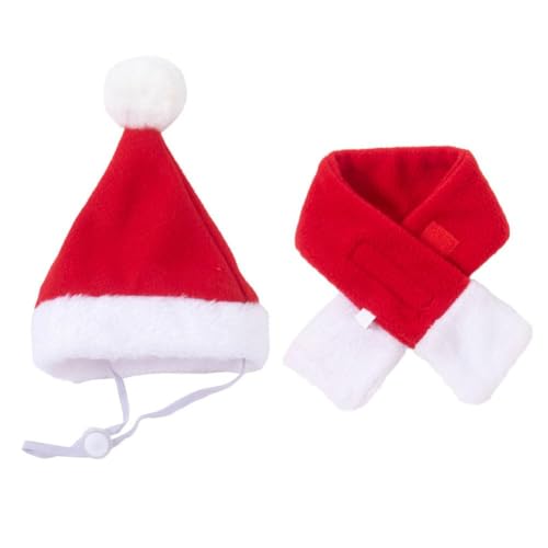 Weihnachtskostüm, Weihnachtsmannmütze mit Schal, Geschenk-Set für kleine, süße Haustiere, Katzen, Größe für Kätzchen, Weihnachtskleidung und Outfits, für Hunde, Größe S/M/L, Welpen, Katzen, von BOWTONG