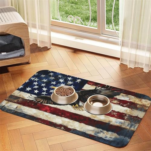 American Eagle Futtermatte für Hunde und Katzen, leicht zu reinigen und tragbar, schnell trocknend, Wasserspendermatte für Hund und Katze (30 x 45 cm, Schwarz) von BOXILTD